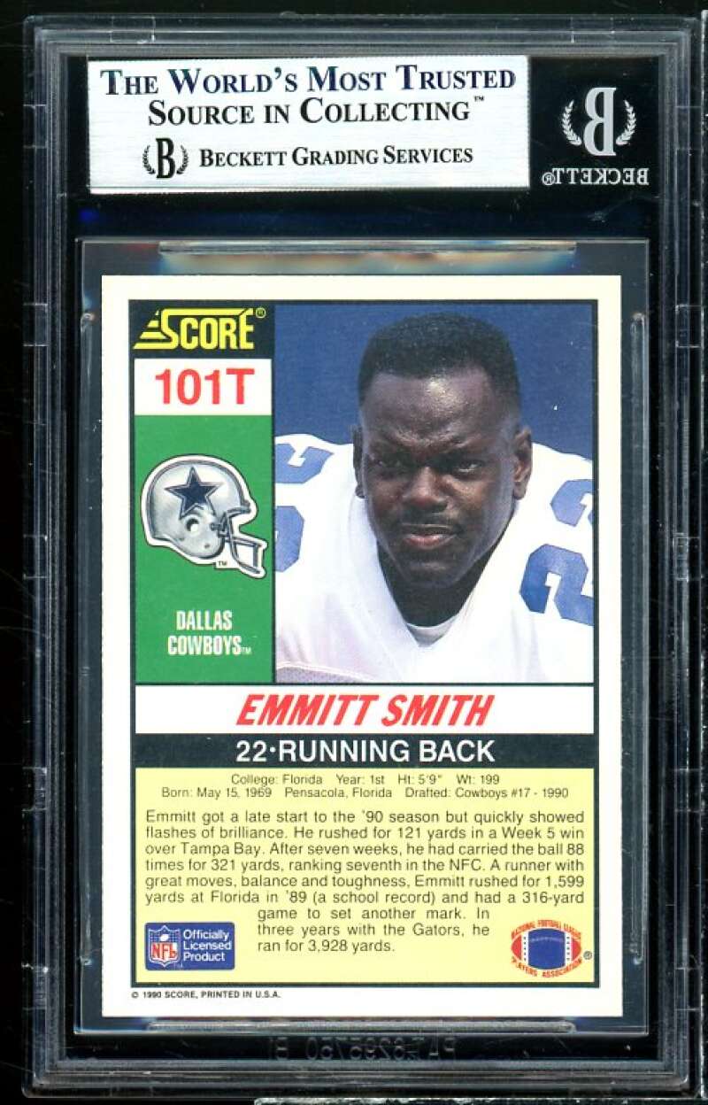 Emmitt Smith Rookie Card 1990 Score Supplemental #101T BGS 9 Image 2