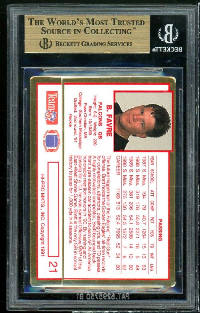 Brett Favre Rookie 1991 Action Packed Rookie Update #21 BGS 9.5 (10 9.5 9 9.5) Image 2