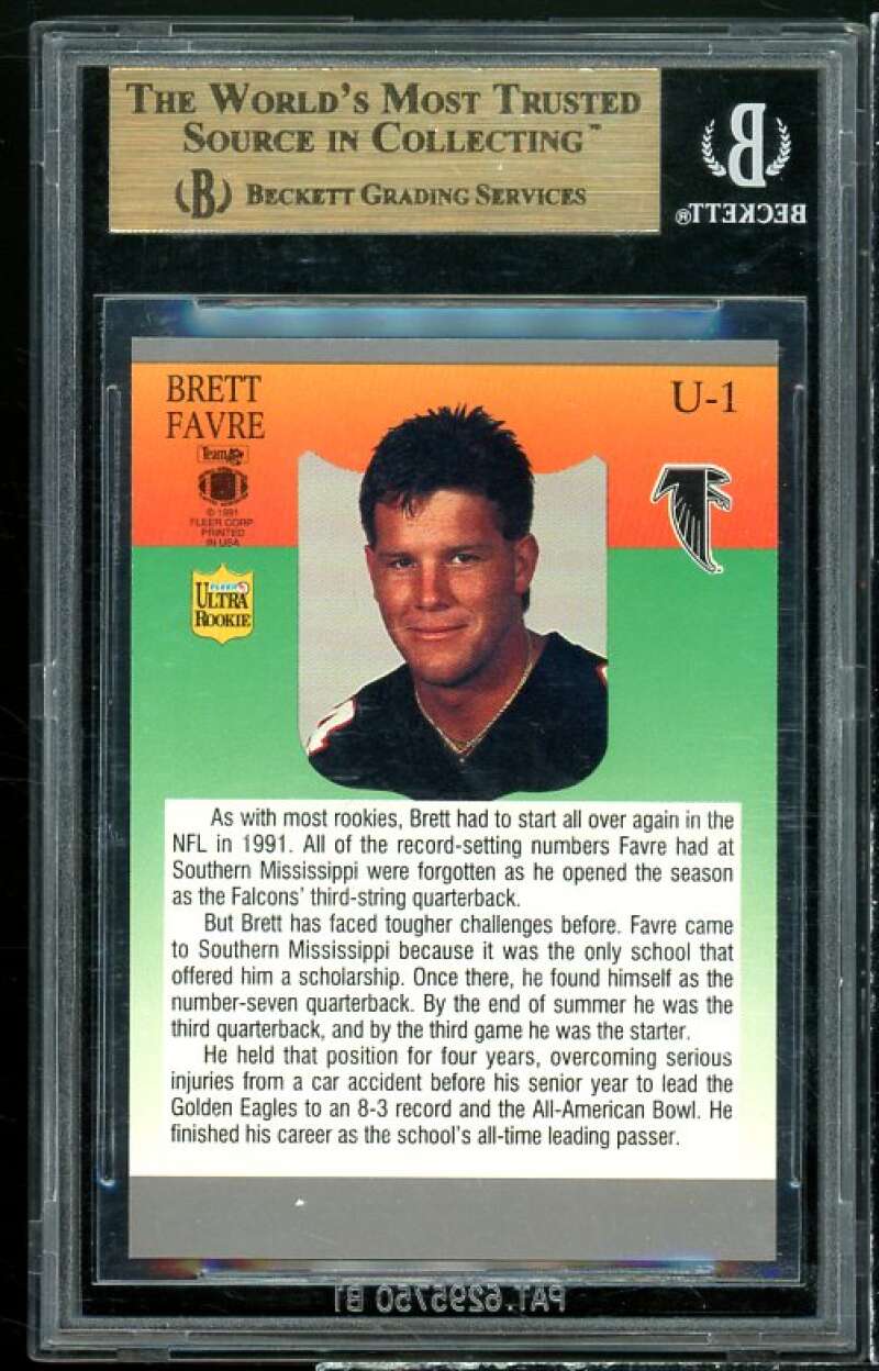 Brett Favre Rookie Card 1991 Ultra Update #U-1 BGS 9.5 (9.5 9 9.5 9.5) Image 2