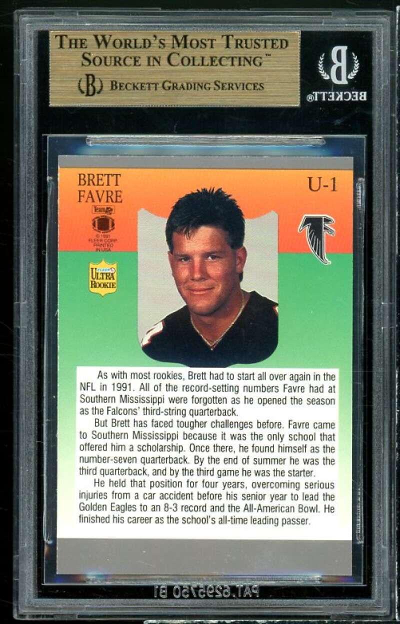 Brett Favre Rookie Card 1991 Ultra Update #U-1 BGS 9.5 (9.5 9.5 9 9.5) Image 2