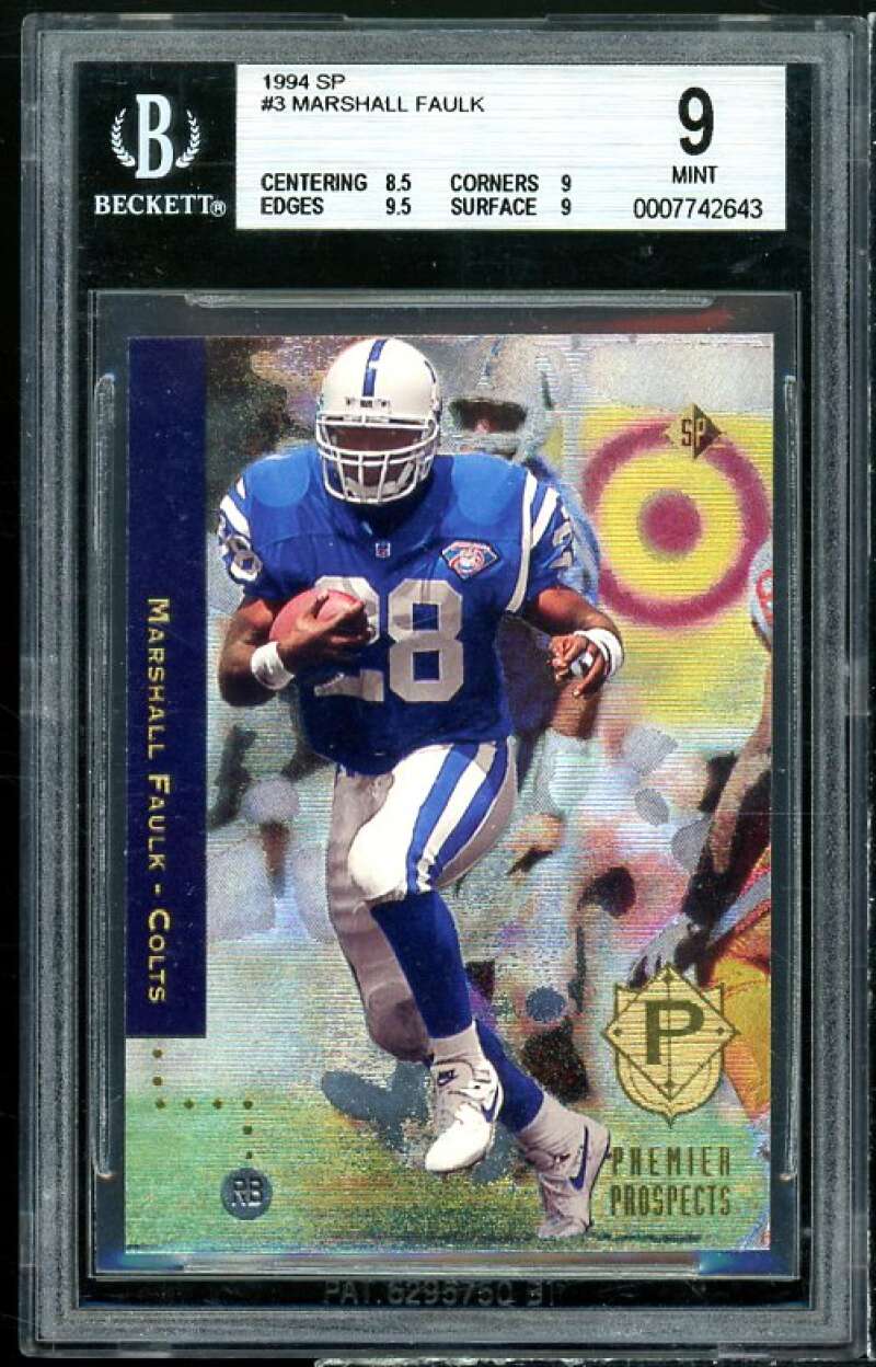 Marshall Faulk Rookie Card 1994 SP #3 BGS 9 (8.5 9 9.5 9) Image 1