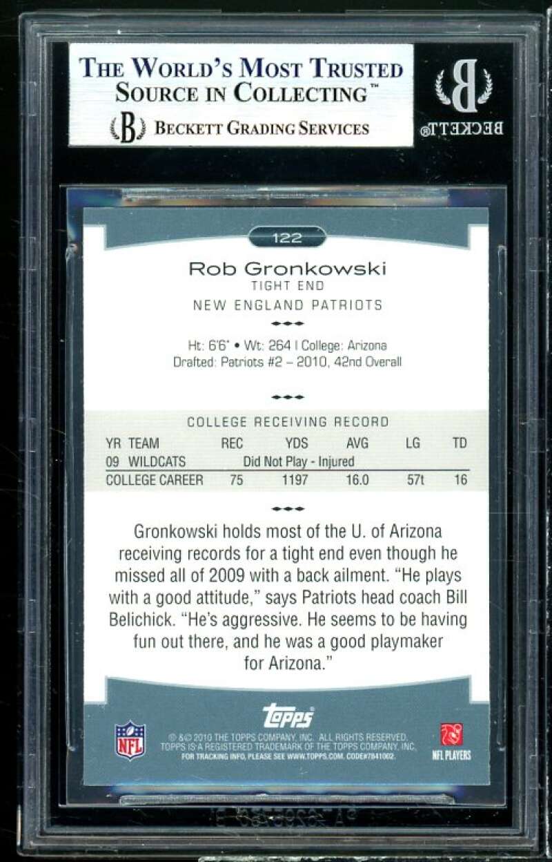 Rob Gronkowski Rookie Card 2010 Topps Platinum #122 BGS 9 (8.5 9.5 9 9.5) Image 2