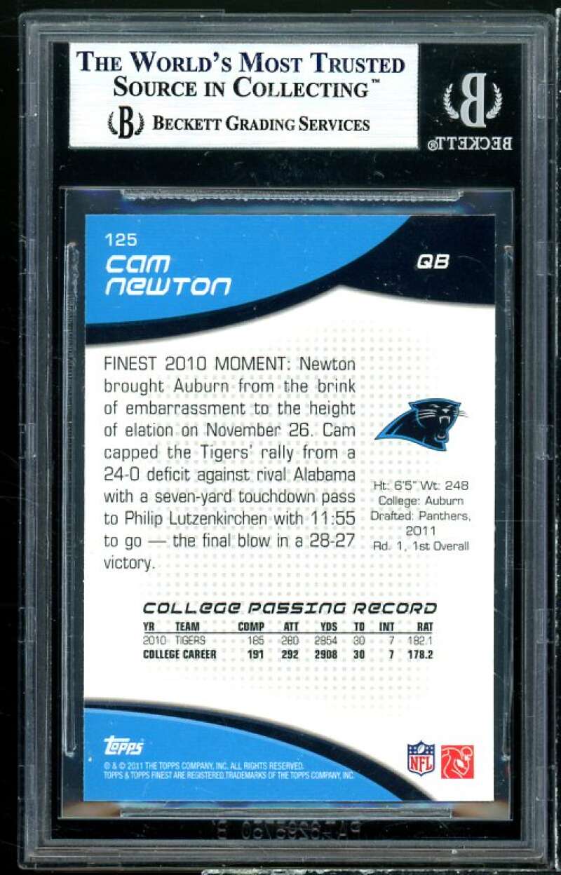 Cam Newton Rookie Card 2011 Finest #125 BGS 9 Image 2