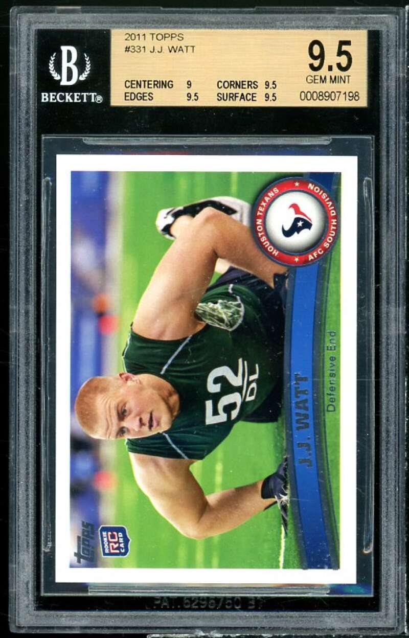 J.J. Watt Rookie Card 2011 Topps #331 BGS 9.5 (9 9.5 9.5 9.5) Image 1