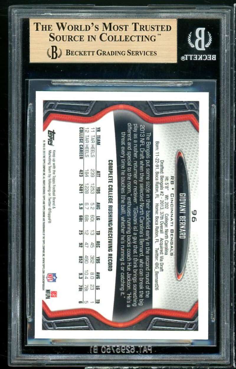 Giovani Bernard Rookie Card 2013 Topps Chrome #96 (PRISTINE) BGS 10 Image 2