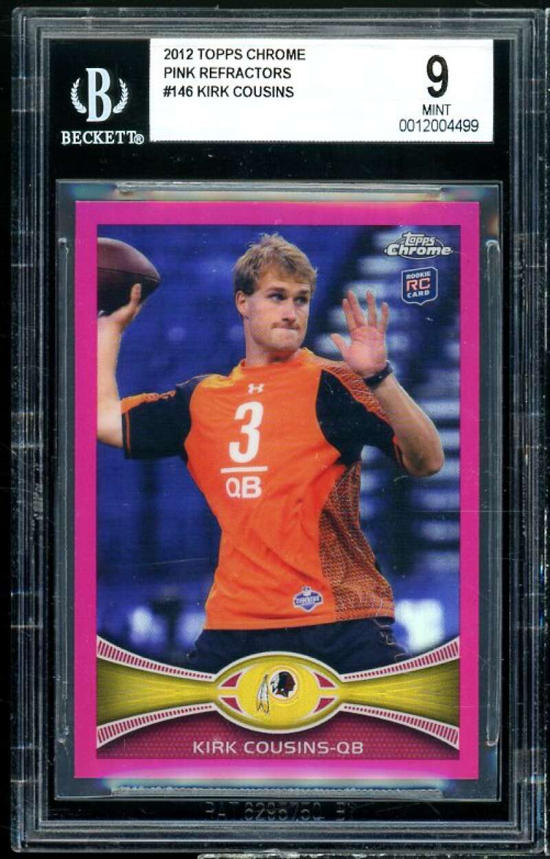 Kirk Cousins Rookie Card 2012 Topps Chrome Pink Refractors #146 BGS 9 Image 1