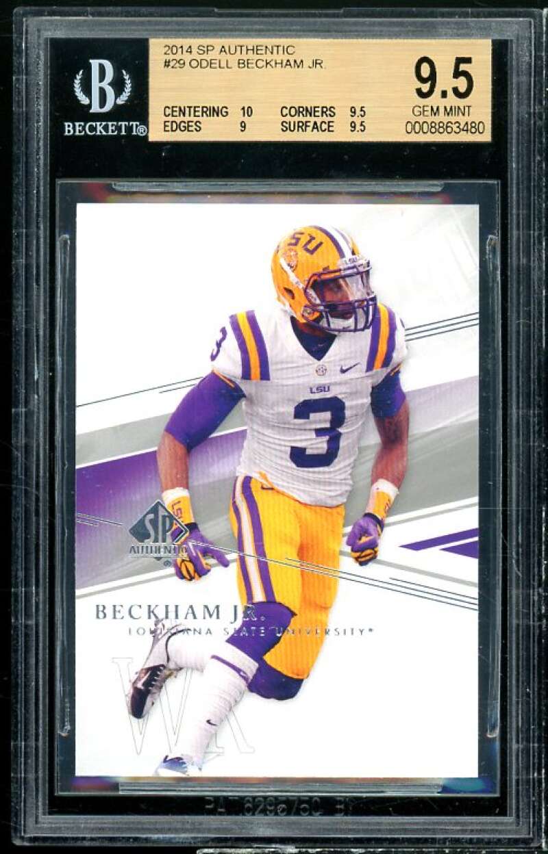 Odell Beckham Jr. Rookie Card 2014 SP Authentic #29 BGS 9.5 (10 9.5 9 9.5) Image 1