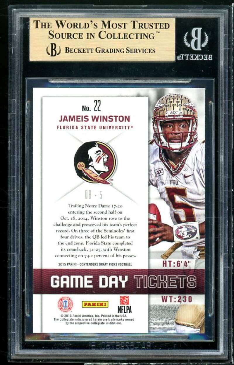 Jameis Winston Rookie 2015 Panini Contenders DP Game Day Tickets #22 BGS 9.5 Image 2