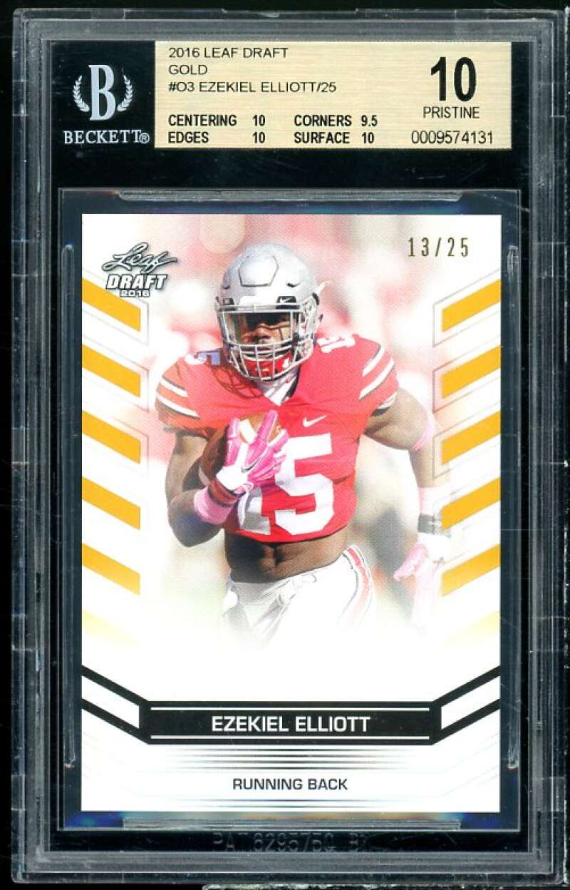 Ezekiel Elliott Rookie Card 2016 Leaf Draft Gold #3 (PRISTINE) BGS 10 –