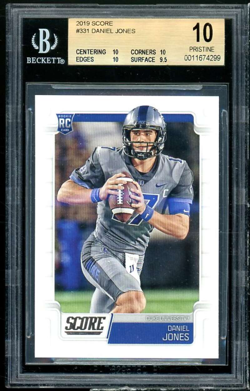 Daniel Jones Rookie Card 2019 Score #331 (PRISTINE) BGS 10 Image 1