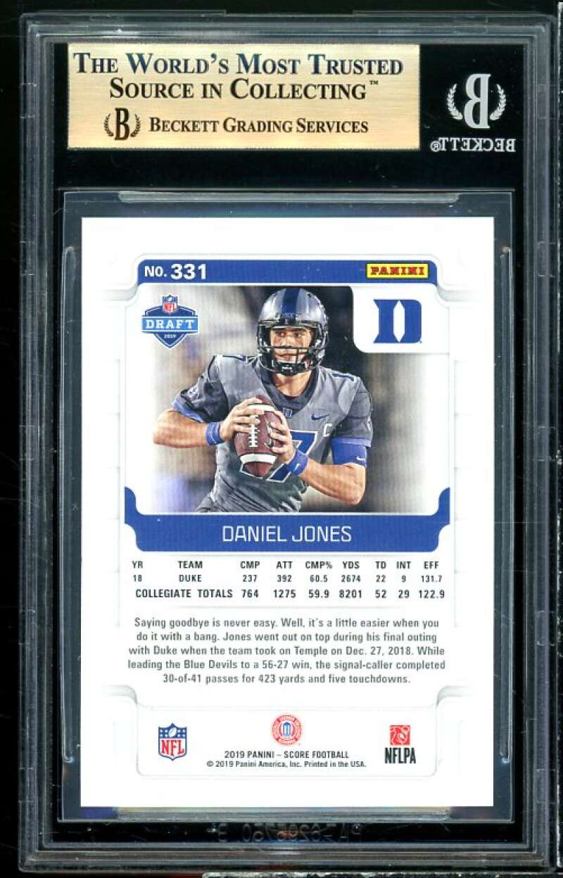 Daniel Jones Rookie Card 2019 Score #331 (PRISTINE) BGS 10 Image 2