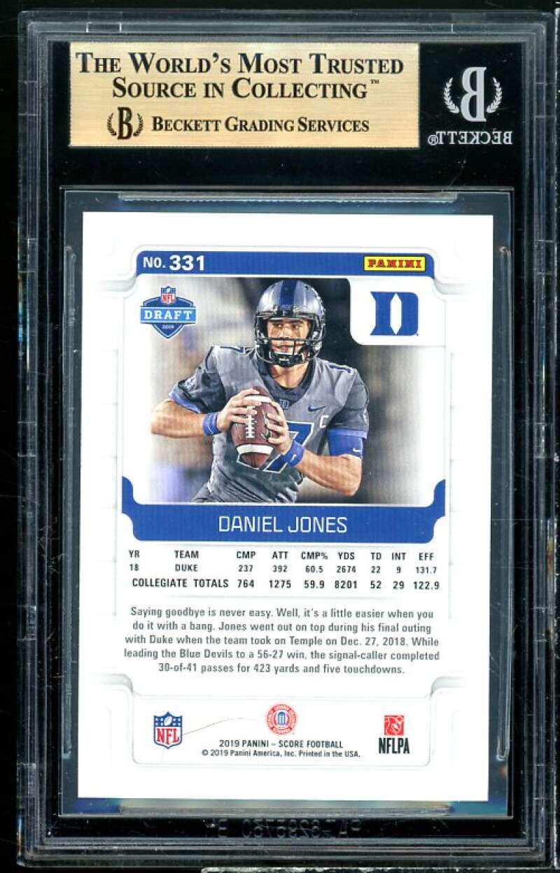 Daniel Jones Rookie Card 2019 Score #331 (PRISTINE) BGS 10 Image 2