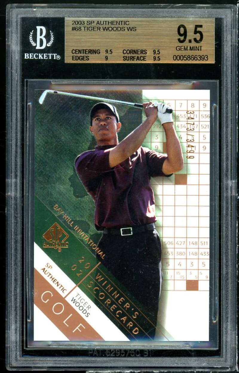 Tiger Woods Card 2003 SP Authentic #68 BGS 9.5 (9.5 9.5 9 9.5) Image 1