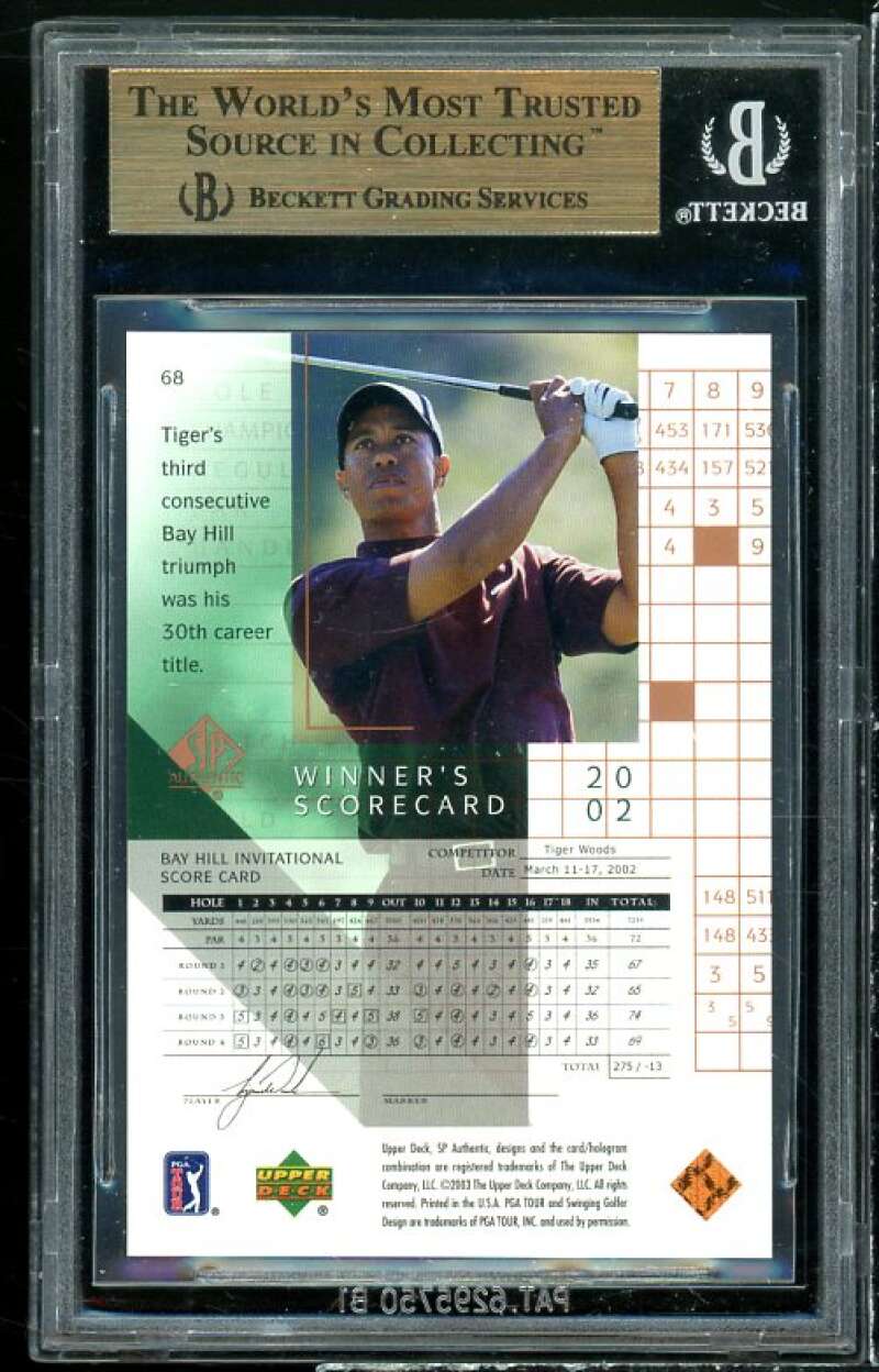 Tiger Woods Card 2003 SP Authentic #68 BGS 9.5 (9.5 9.5 9 9.5) Image 2