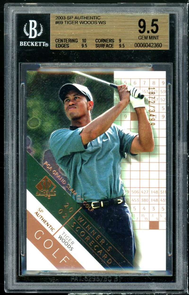 Tiger Woods Card 2003 SP Authentic #69 BGS 9.5 (10 9 9.5 9.5) Image 1