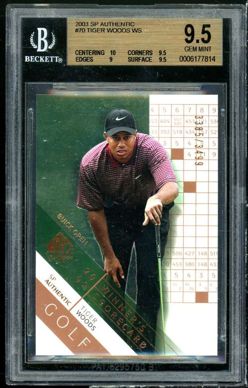 Tiger Woods Card 2003 SP Authentic #70 BGS 9.5 (10 9.5 9 9.5) Image 1