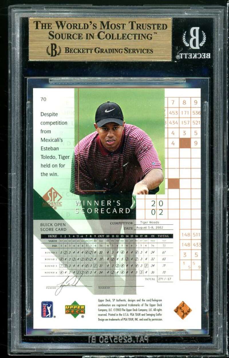 Tiger Woods Card 2003 SP Authentic #70 BGS 9.5 (10 9.5 9 9.5) Image 2