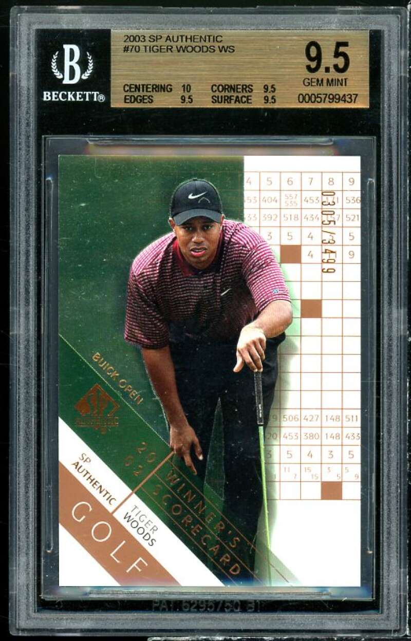 Tiger Woods Card 2003 SP Authentic #70 BGS 9.5 (10 9.5 9.5 9.5) Image 1