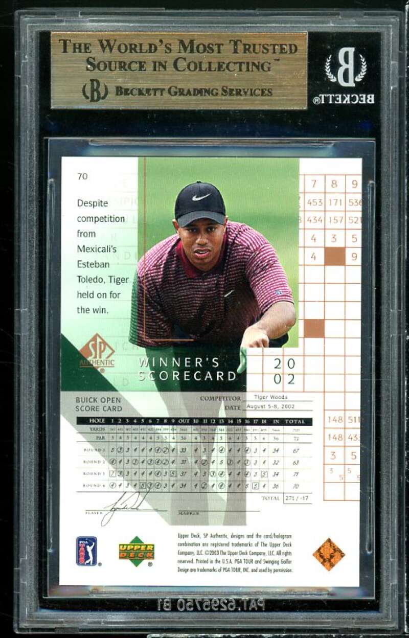 Tiger Woods Card 2003 SP Authentic #70 BGS 9.5 (10 9.5 9.5 9.5) Image 2