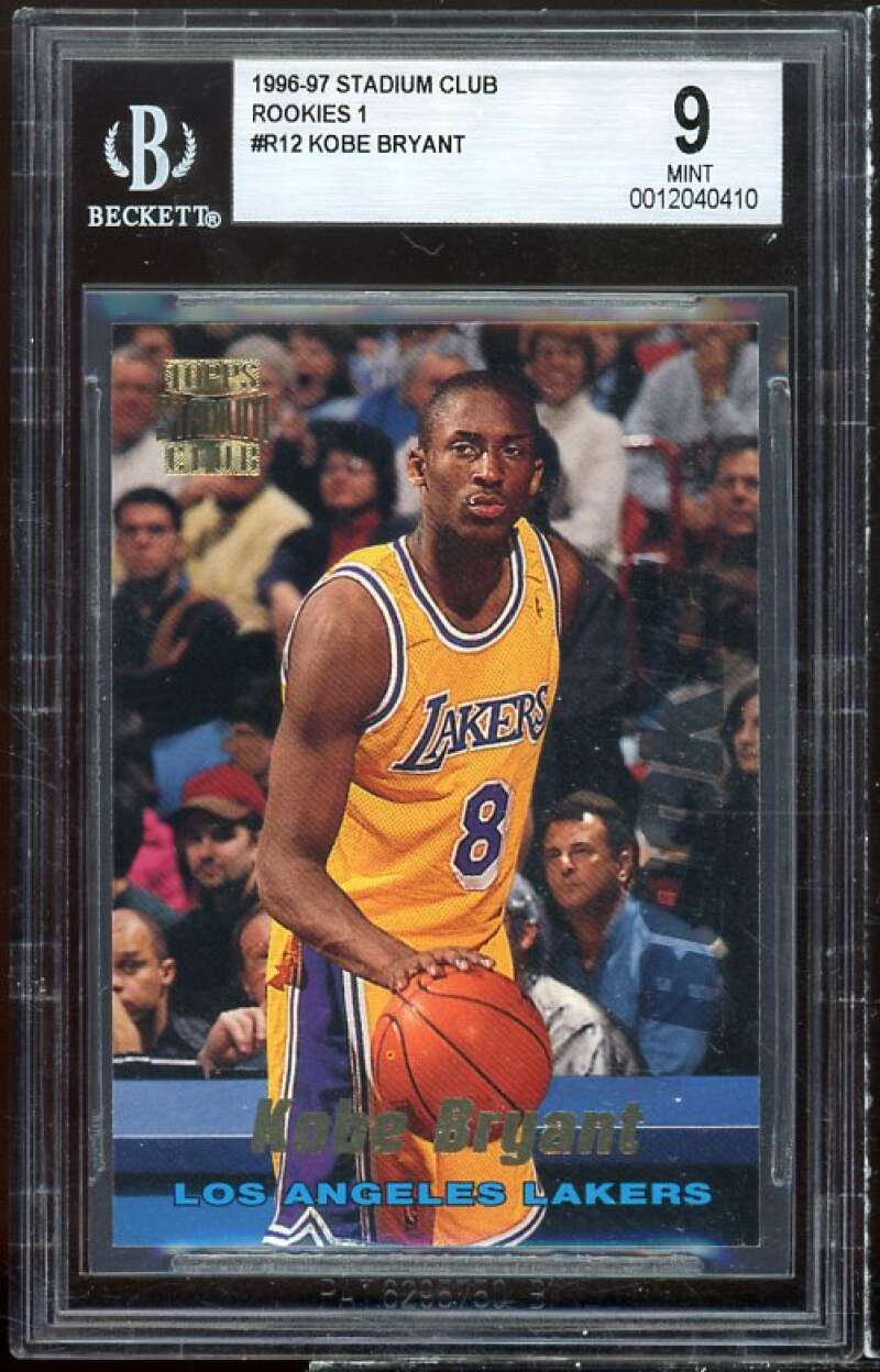 Kobe Bryant Rookie Card 1996-97 Stadium Club Rookies 1 #R12 BGS 9 Image 1