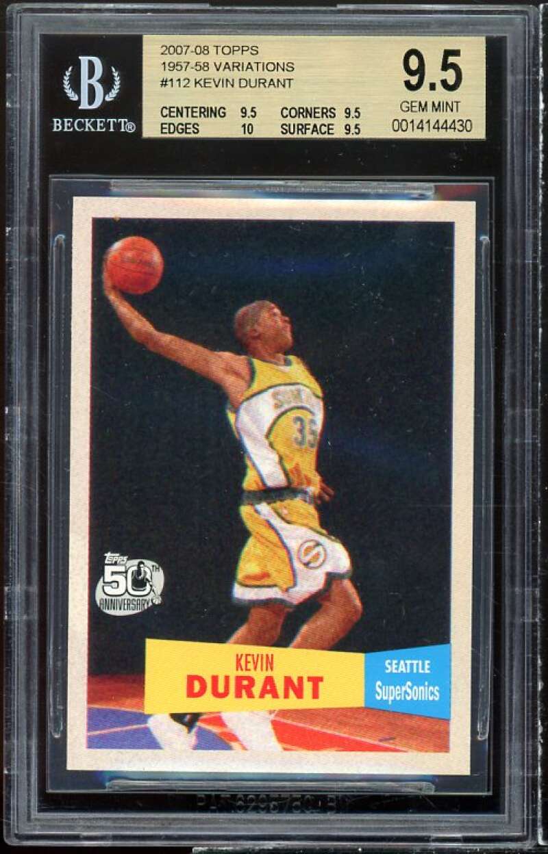 Kevin Durant Rookie 2007-08 Topps 57-58 Variations #112 BGS 9.5 (9.5 9.5 10 9.5) Image 1