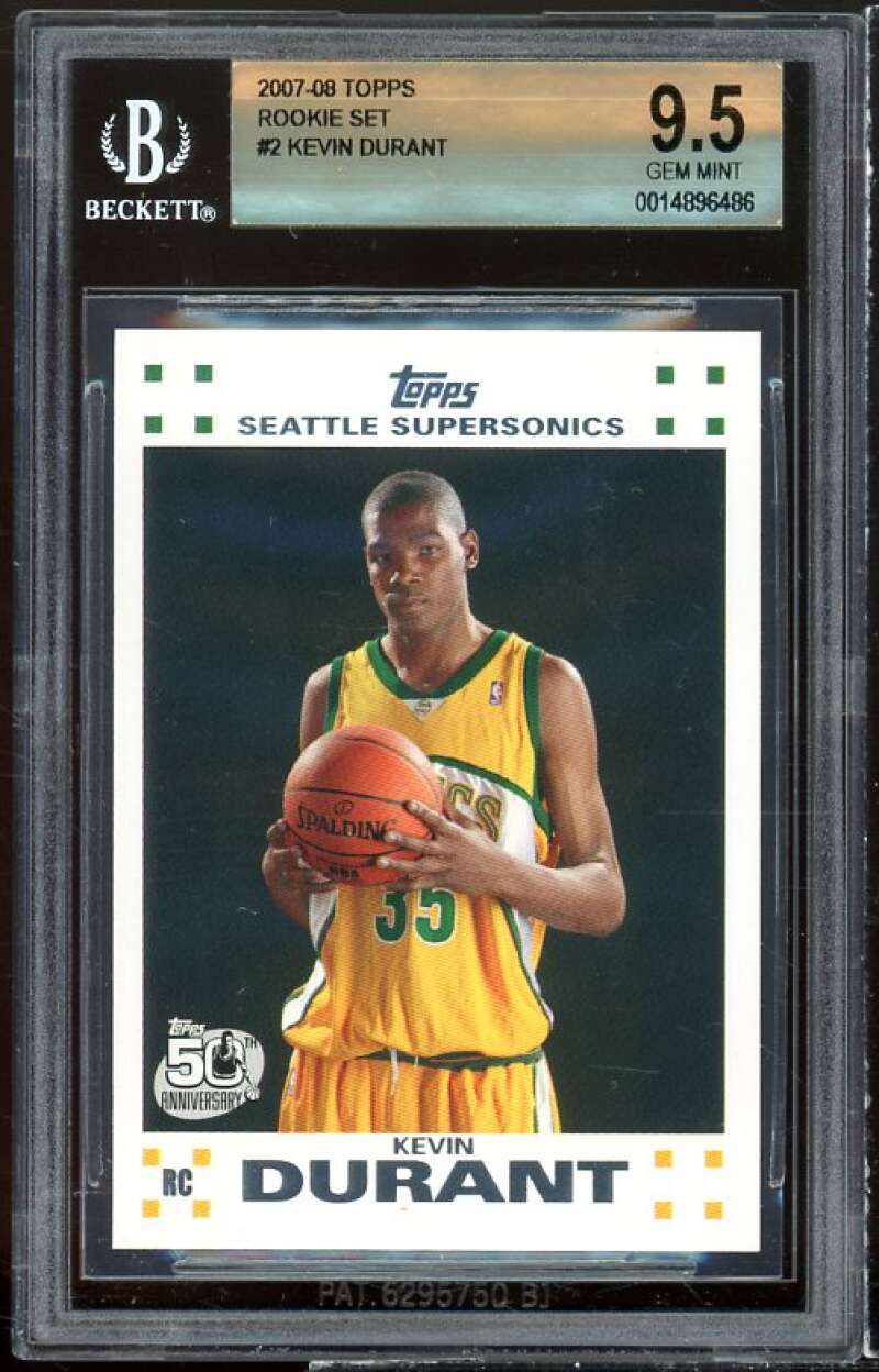 Kevin Durant Rookie Card 2007-08 Topps Rookie Set #2 BGS 9.5 Image 1