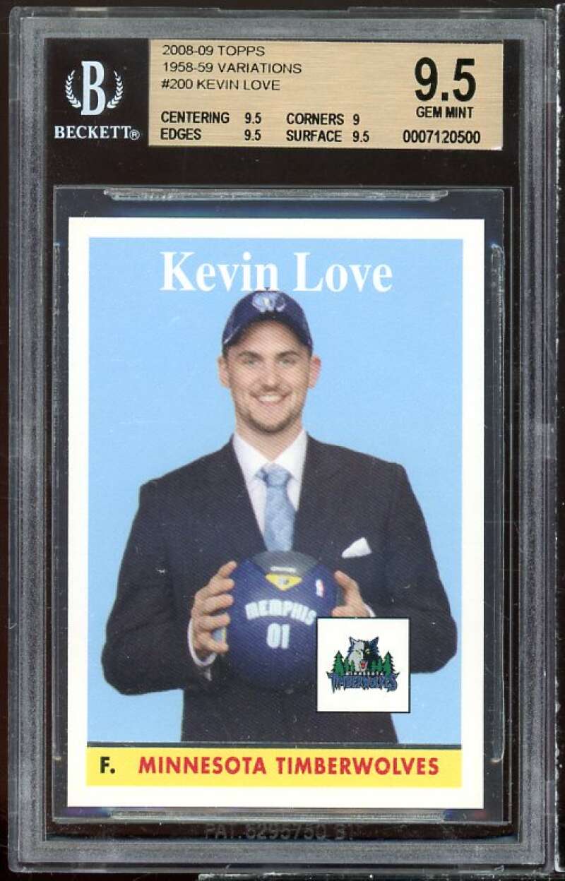 Kevin Love Rookie 2008-09 Topps 1958-59 Variations #200 BGS 9.5 (9.5 9 9.5 9.5) Image 1