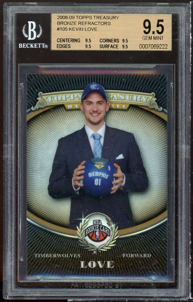 Kevin Love Rookie Card 2008-09 Topps Treasury Bronze Refractors #105 BGS 9.5 Image 1