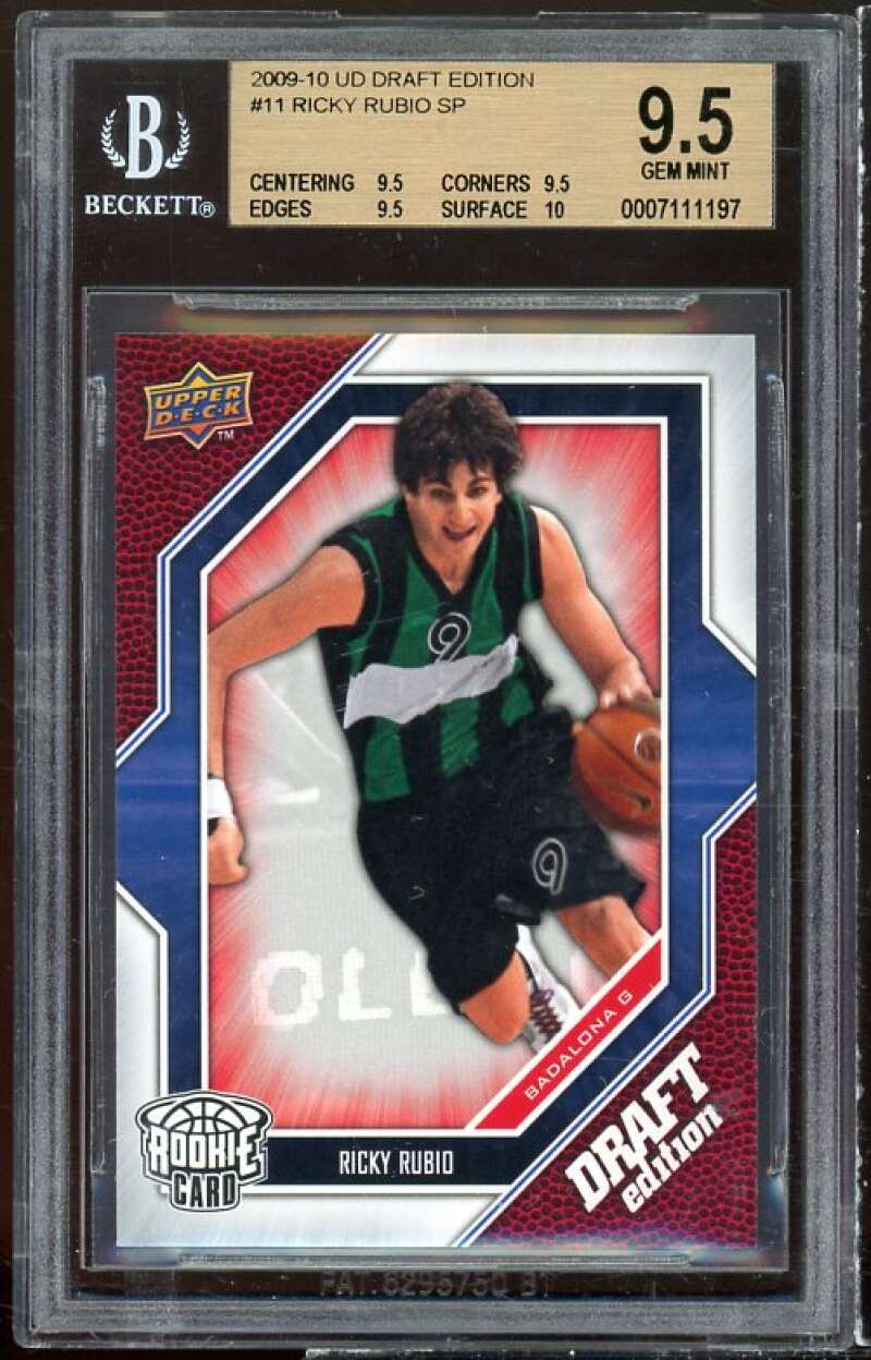 Ricky Rubio Rookie 2009-10 Upper Deck Draft Edition #11 BGS 9.5 (9.5 9.5 9.5 10) Image 1