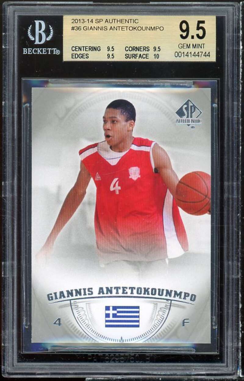 Giannis Antetokounmpo Rookie 2013-14 SP Authentic #36 BGS 9.5 (9.5 9.5 9.5 10) Image 1