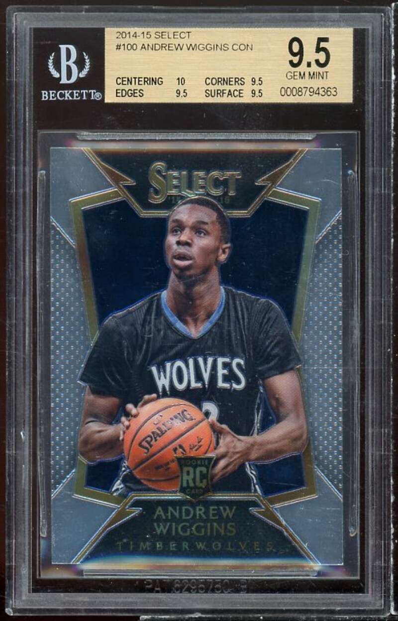 Andrew Wiggins Rookie Card 2014-15 Select #100 BGS 9.5 (10 9.5 9.5 9.5) Image 1