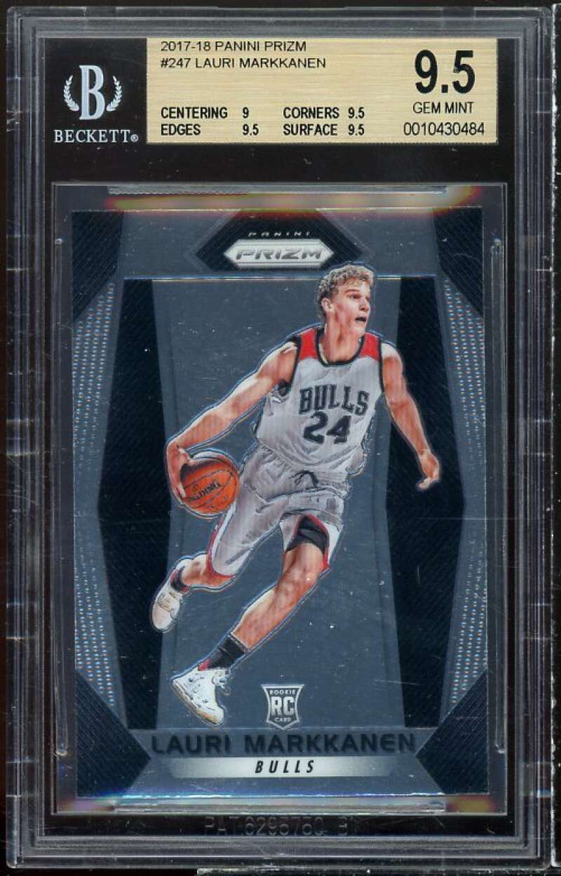 Lauri Markkanen Rookie Card 2017-18 Panini Prizm #247 BGS 9.5 (9 9.5 9.5 9.5) Image 1