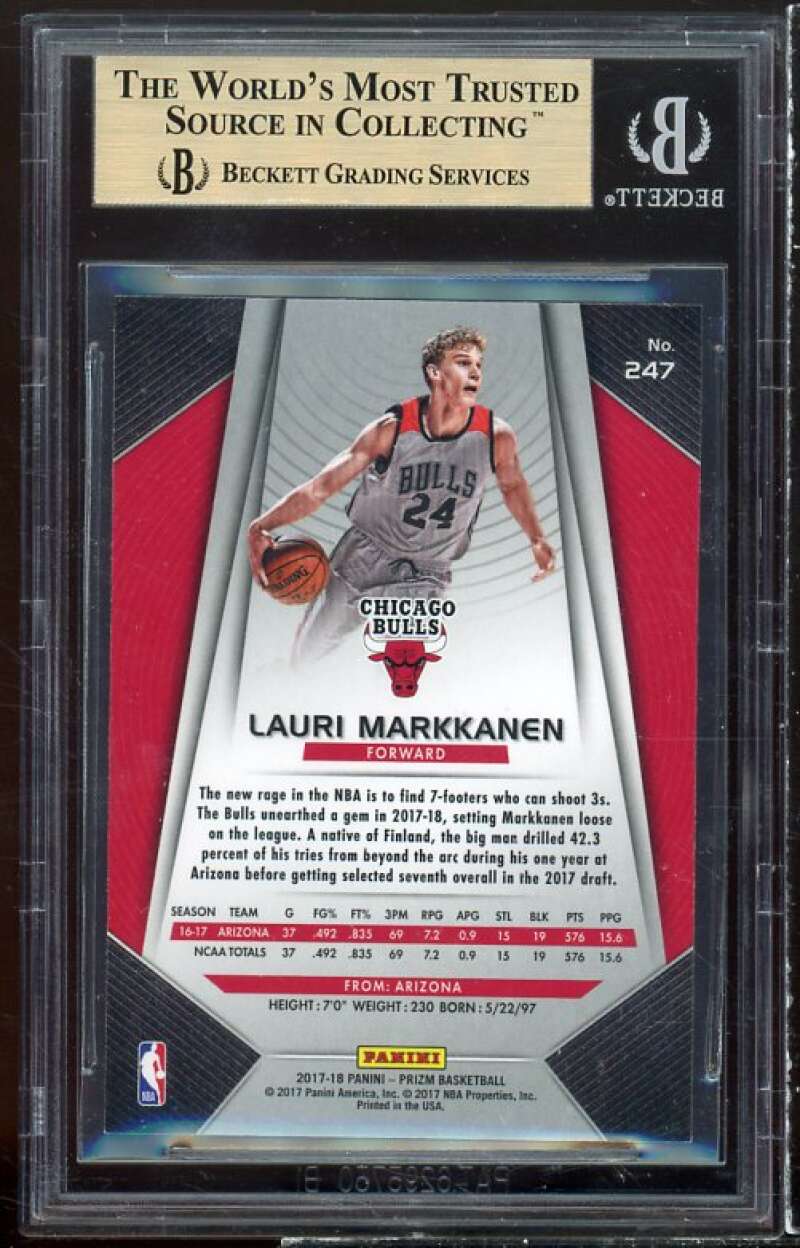 Lauri Markkanen Rookie Card 2017-18 Panini Prizm #247 BGS 9.5 (9 9.5 9.5 9.5) Image 2