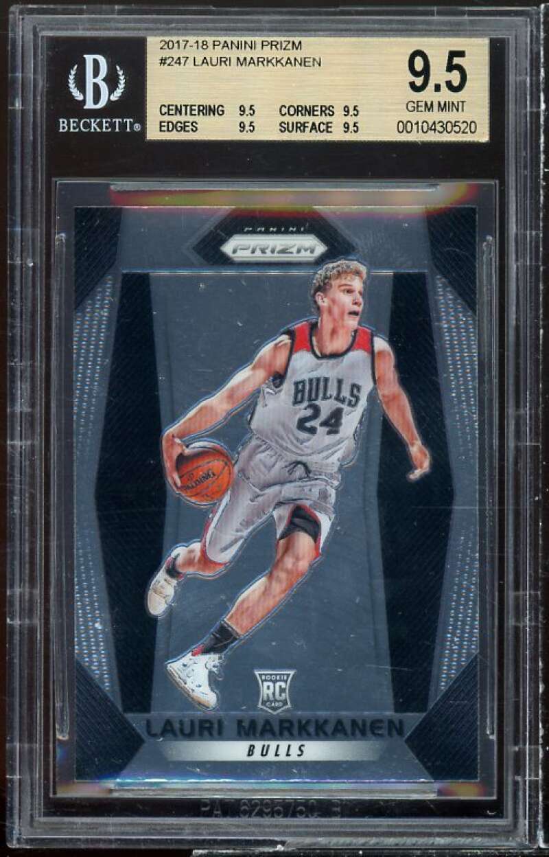 Lauri Markkanen Rookie Card 2017-18 Panini Prizm #247 BGS 9.5 (9.5 9.5 9.5 9.5) Image 1