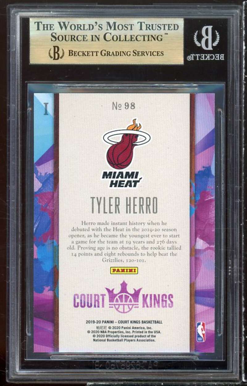 Tyler Herro Rookie Card 2019-20 Court Kings #98 BGS 9.5 (9.5 9.5 9.5 10) Image 2