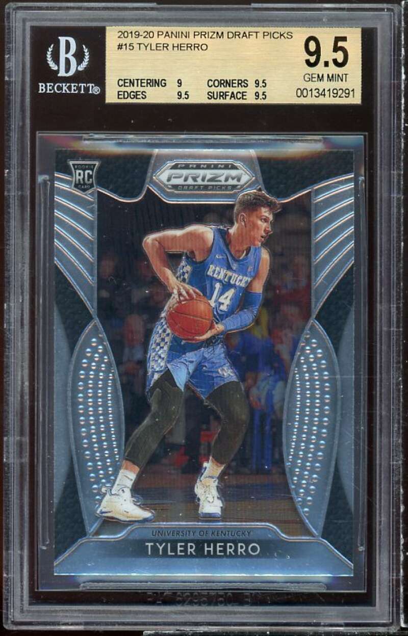 Tyler Herro Rookie 2019-20 Panini Prizm Draft Picks #15 BGS 9.5 (9 9.5 9.5 9.5) Image 1