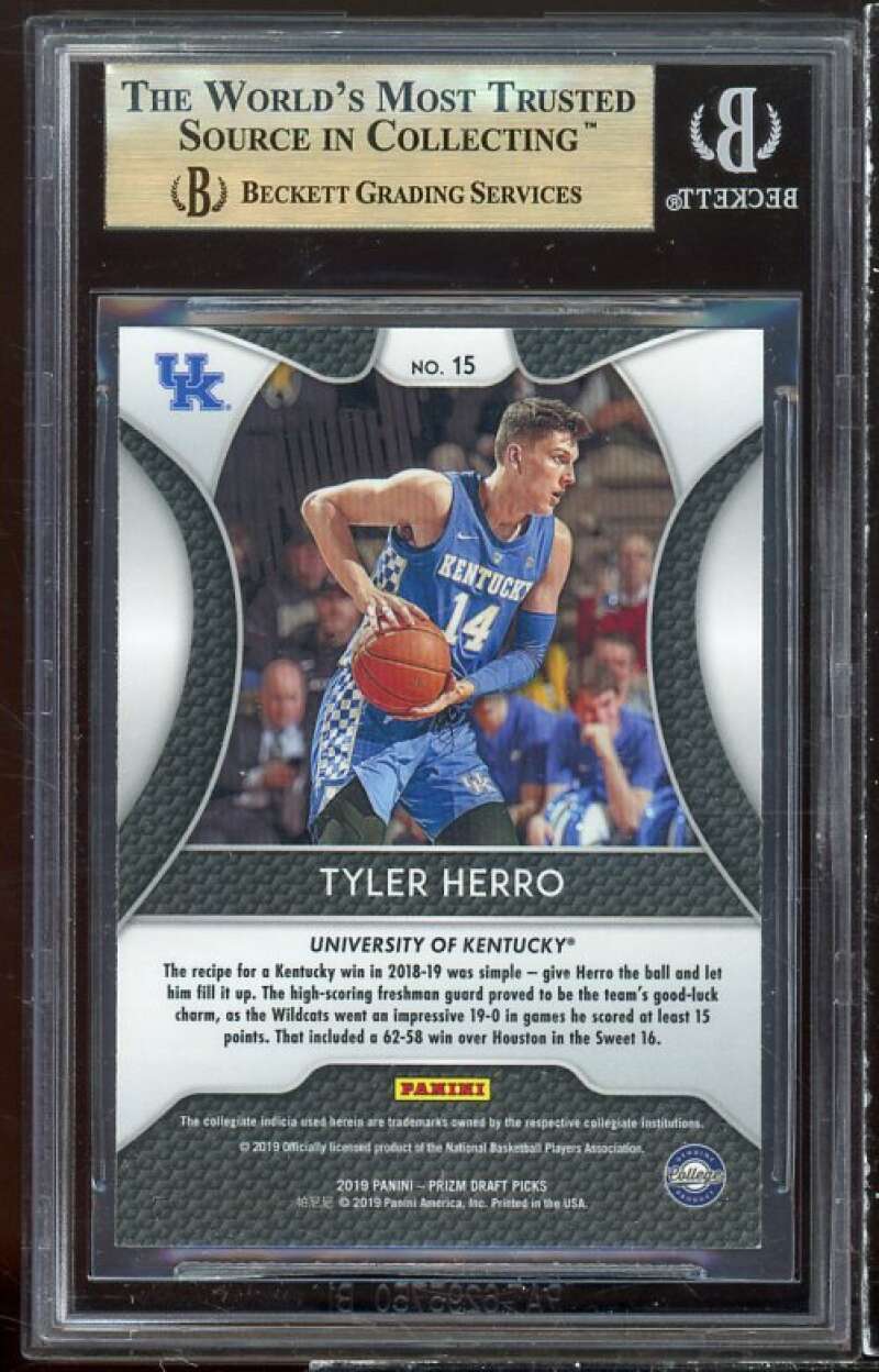 Tyler Herro Rookie 2019-20 Panini Prizm Draft Picks #15 BGS 9.5 (9 9.5 9.5 9.5) Image 2