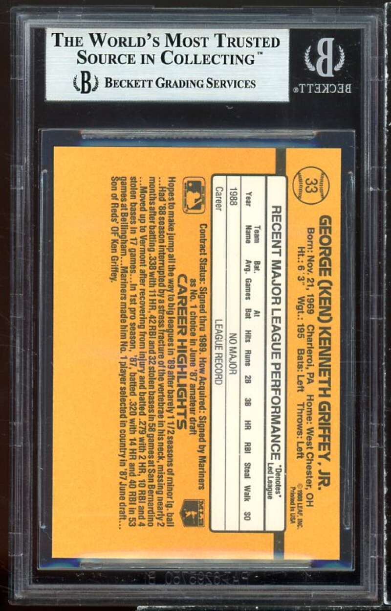 Ken Griffey Jr. Rookie Card 1989 Donruss #33 BGS 9 (8.5 9 9.5 9) Image 2