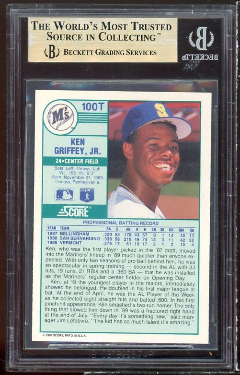 Ken Griffey Jr. Rookie Card 1989 Score Rookie/Traded #100t BGS 9.5 Image 2