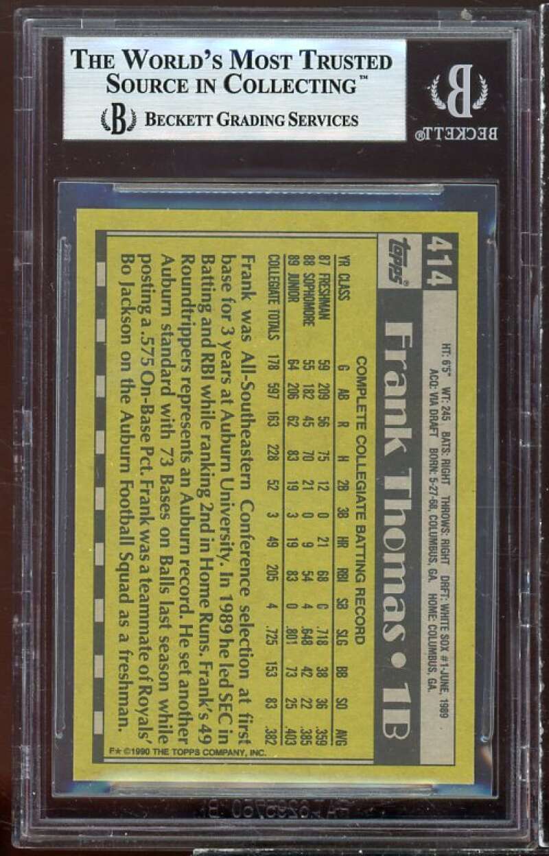 Frank Thomas Rookie Card 1990 Topps #414 BGS 9