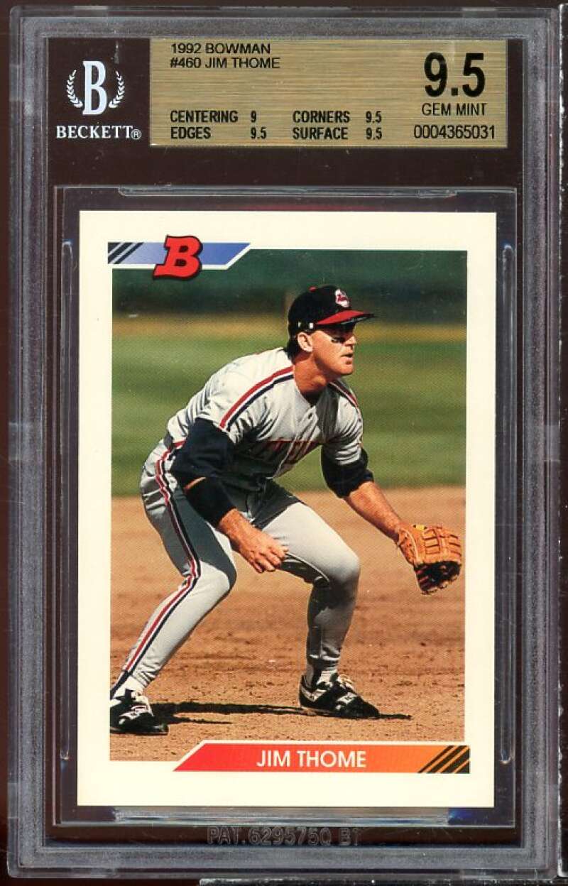 Jim Thome Card 1992 Bowman #460 BGS 9.5 (9 9.5 9.5 9.5) Image 1