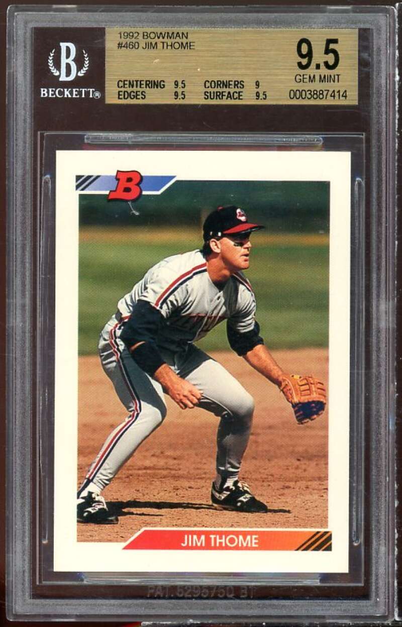 Jim Thome Card 1992 Bowman #460 BGS 9.5 (9.5 9 9.5 9.5) Image 1