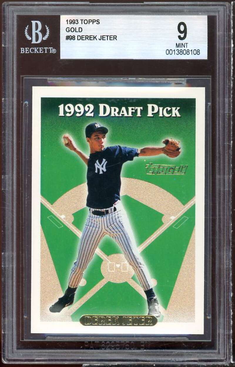 Derek Jeter Rookie Card 1993 Topps Gold #98 BGS 9 Image 1