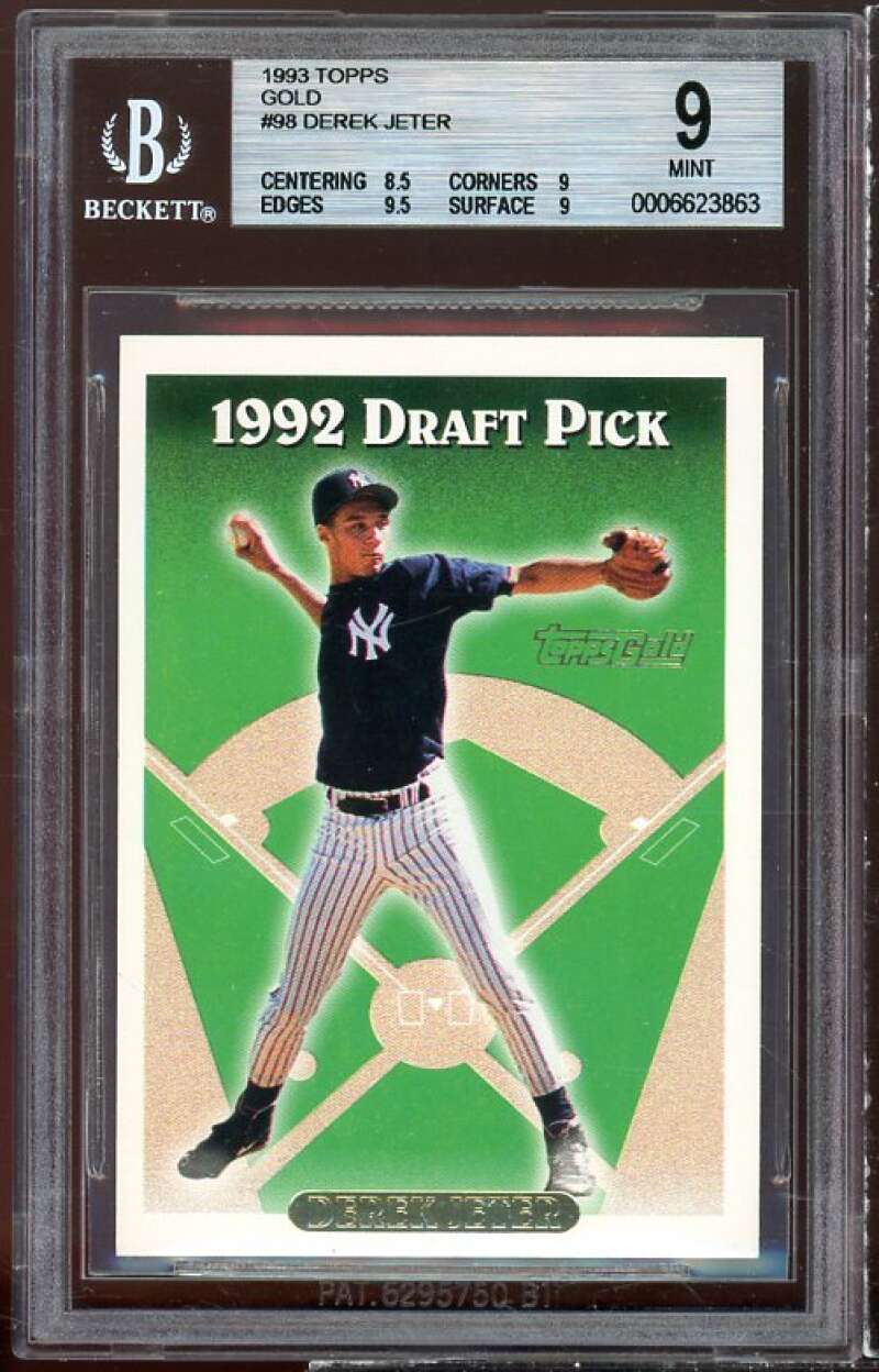 Derek Jeter Rookie Card 1993 Topps Gold #98 BGS 9 (8.5 9 9.5 9) Image 1