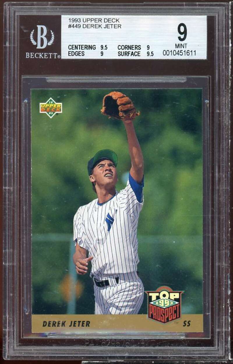 Derek Jeter Rookie Card 1993 Upper Deck #449 BGS 9 (9.5 9 9 9.5) Image 1