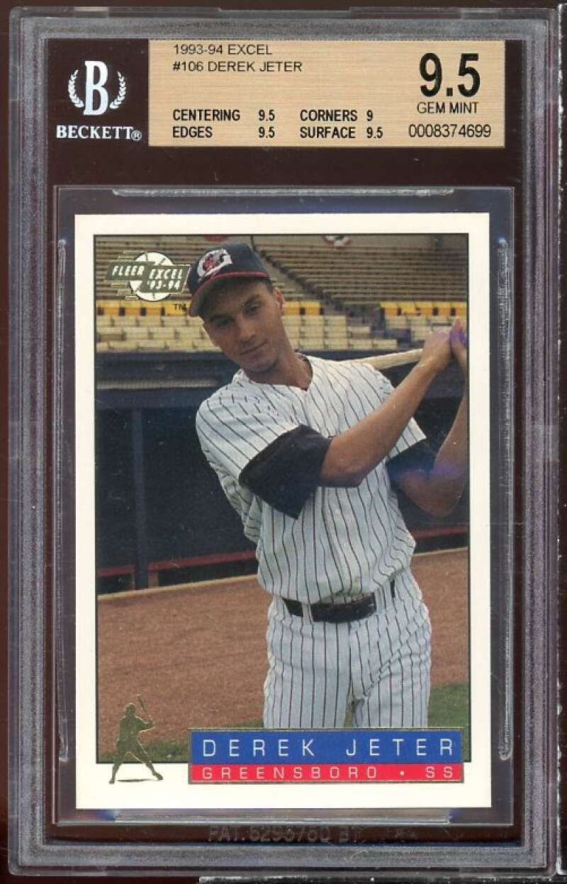 Derek Jeter Rookie Card 1993-94 Fleer Excel #106 BGS 9.5 (9.5 9 9.5 9.5) Image 1