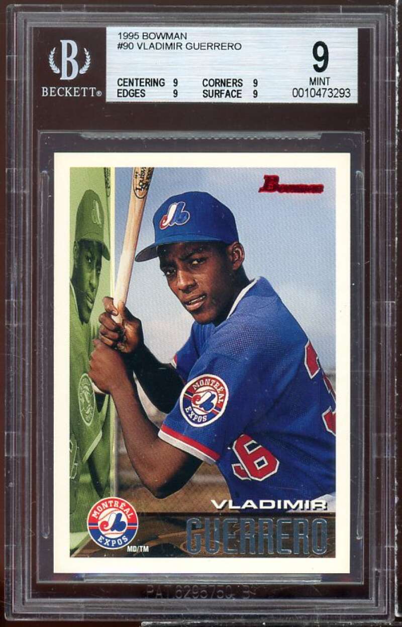 Vladimir Guerrero Rookie Card 1995 Bowman #90 BGS 9 (9 9 9 9) Image 1