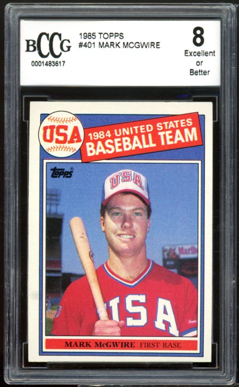 1985 Topps #401 Mark McGwire Rookie Card BGS BCCG 8 Excellent+ Image 1