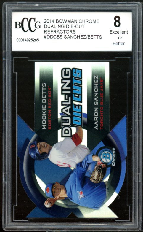 2014 Bowman Chrome Dualing Refractors #ddcbs Mookie Betts Rookie Card BGS BCCG 8 Image 1