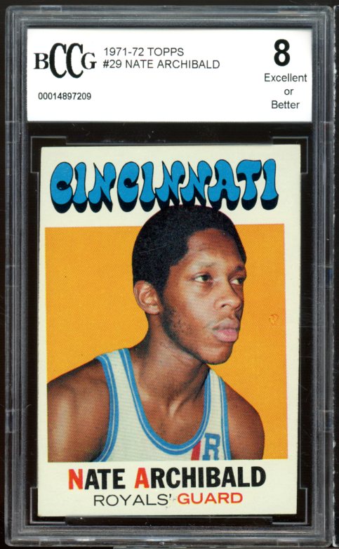 1971-72 Topps #29 Nate Archibald Rookie Card BGS BCCG 8 Excellent+ Image 1